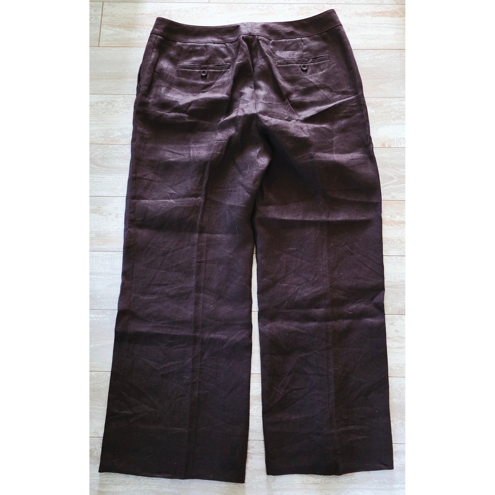 Talbots‎ L Heritage Wide Leg Pants Pure Irish Linen Brown Size 14 - Picture 4 of 7